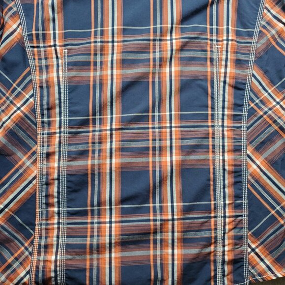 BKE Athletic Fit Long Sleeve Button Up Plaid Shirt Navy Burnt Orange Men Sz XL - Picture 10 of 12